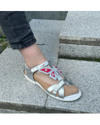 Sandały Dziewczęce Na Lato Srebrne z Motylkiem Bartek w-39209/12d