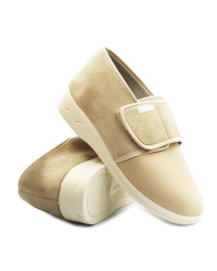 Półbuty Wiosenne Damskie Beżowe Lekkie Dla Seniorów Na Rzep Adanex 29626