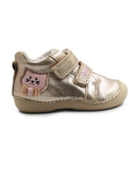 Buty Dla Dziewczynek Na Jesień z Kotkiem Na Rzep DD STEP S015-52412B Champagne