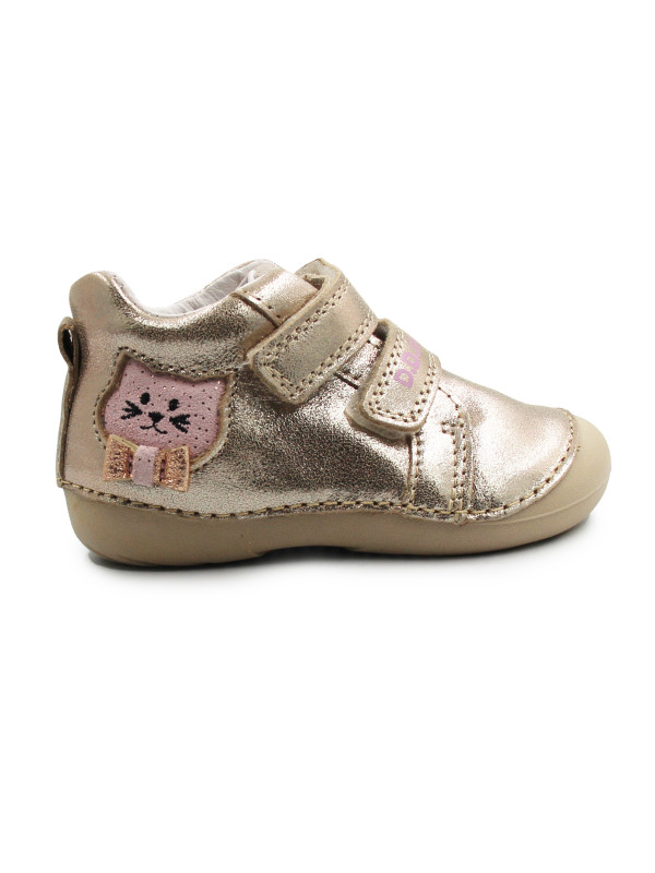 Buty Dla Dziewczynek Na Wiosnę z Kotkiem Na Rzep DD STEP S015-52412B Champagne
