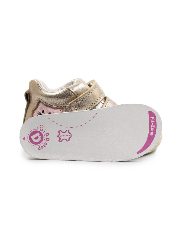Buty Dla Dziewczynek Na Jesień z Kotkiem Na Rzep DD STEP S015-52412B Champagne