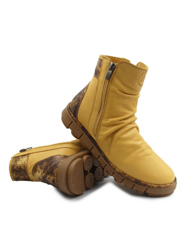 Buty damskie na jesień zimę ze skóry naturalnej Manitu 990678-06 gelb