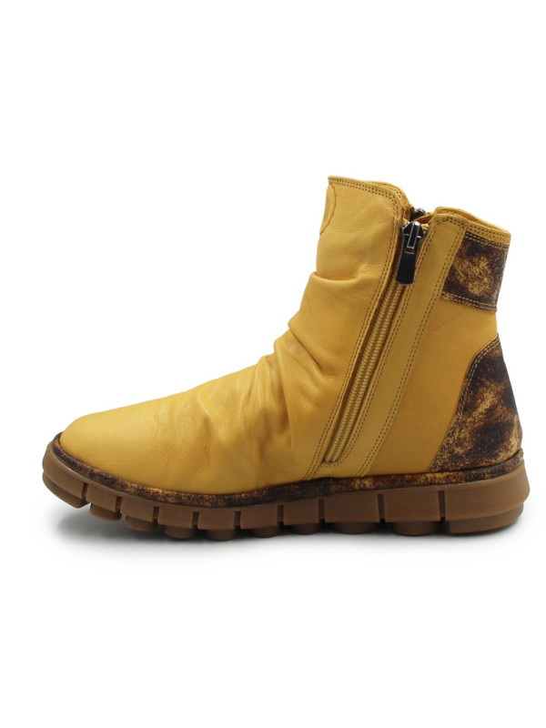 Buty damskie na jesień zimę ze skóry naturalnej Manitu 990678-06 gelb