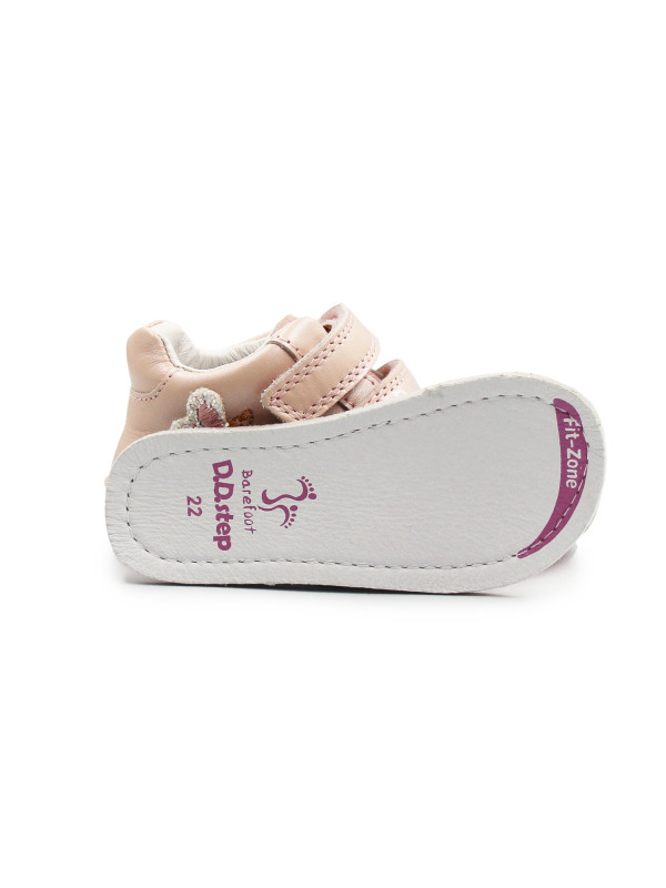 Buciki Dla Dziewczynki Na Wiosnę Barefoot Motylek DD STEP S070-52656T Baby Pink