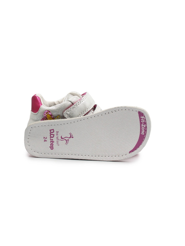 Buty Dla Dziewczynek Na Jesień z Motylkiem Barefoot Błyszczące DD STEP S070-52656BT White