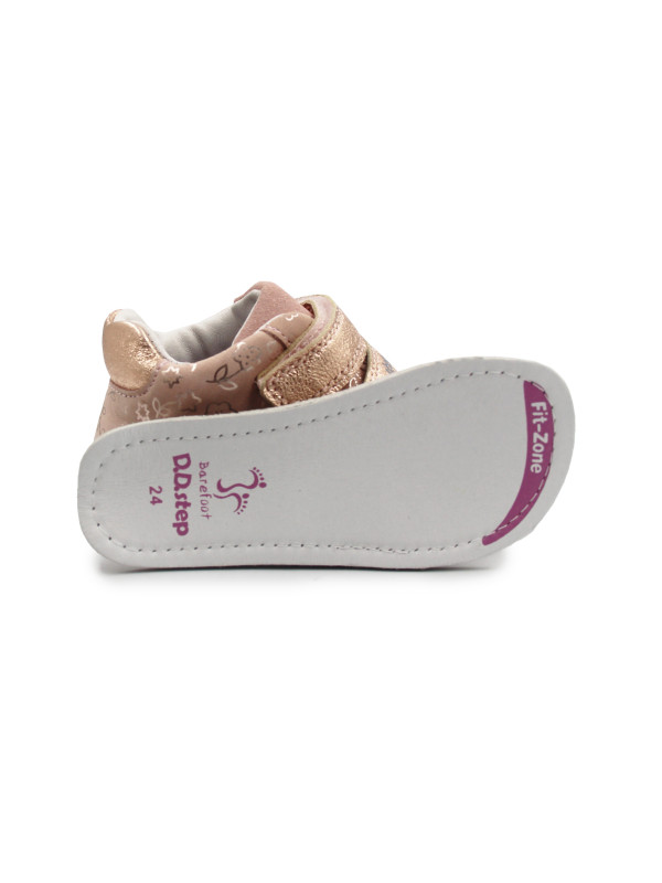Elastyczne Buty Dla Dziewczynek Na Wiosnę w Kwiatuszki Barefoot DD STEP S070-52724Y Baby Pink