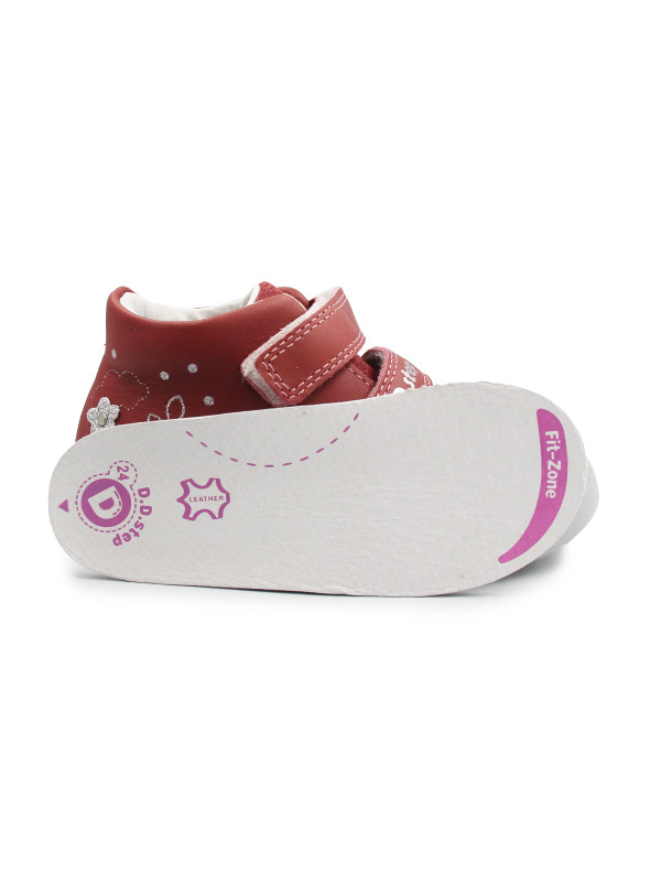 Buty Dziewczęce Na Wiosnę Na Rzep w Kwiatuszki DD STEP S066-52842BT Raspberry