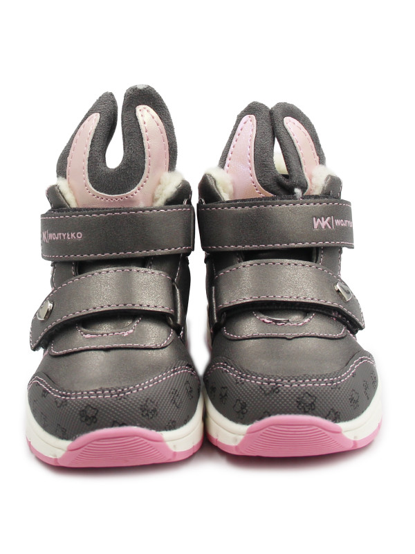 Zimowe Buty Dla Dziewczynek Na Rzep Ocieplane Wojtyłko 1Z26090 Szary