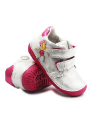 Buty Dla Dziewczynek Na Jesień z Motylkiem Barefoot Błyszczące DD STEP S070-52656BT White