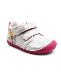 Buty Dla Dziewczynek Na Jesień z Motylkiem Barefoot Błyszczące DD STEP S070-52656BT White