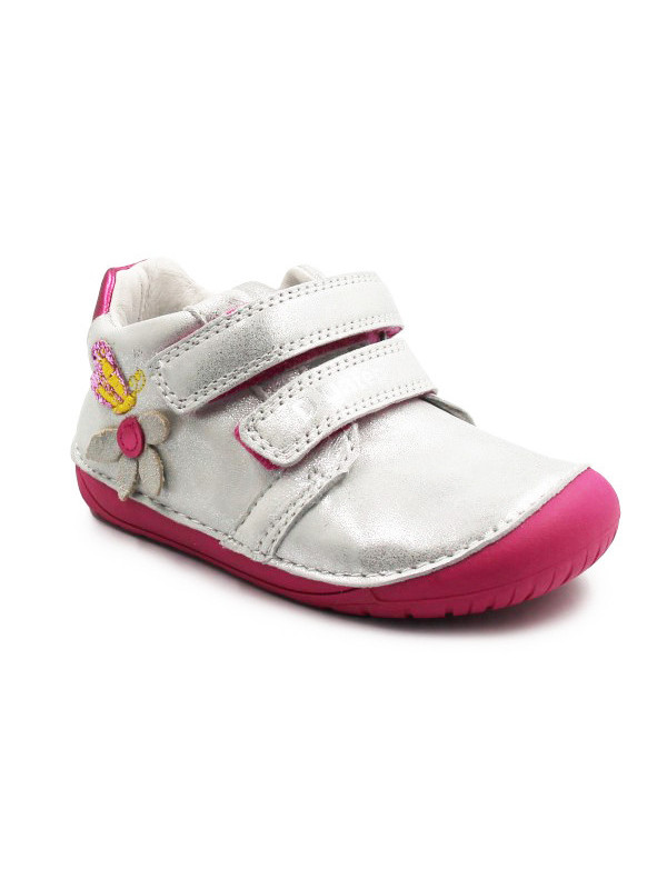 Dziewczęce Buty Na Wiosnę z Motylkiem Barefoot Błyszczące DD STEP S070-52656BT White