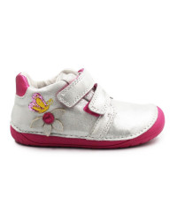 Buty Dla Dziewczynek Na Jesień z Motylkiem Barefoot Błyszczące DD STEP S070-52656BT White