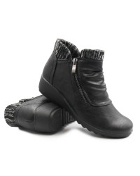 Czarne Buty Damskie Skórzane Na Jesień i Zimę Ocieplane Wojtyłko 7ZB25020C