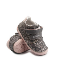 Buty Na Jesień Dla Dziewczynki w Kwiatuszki Barefoot DD STEP S070-52724B Dark Grey