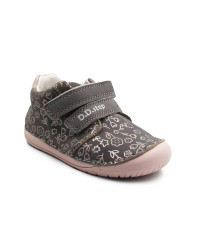 Buty Na Wiosnę Dla Dziewczynki w Kwiatuszki Barefoot DD STEP S070-52724B Dark Grey