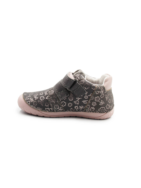 Buty Na Wiosnę Dla Dziewczynki w Kwiatuszki Barefoot DD STEP S070-52724B Dark Grey