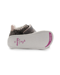 Buty Na Wiosnę Dla Dziewczynki w Kwiatuszki Barefoot DD STEP S070-52724B Dark Grey