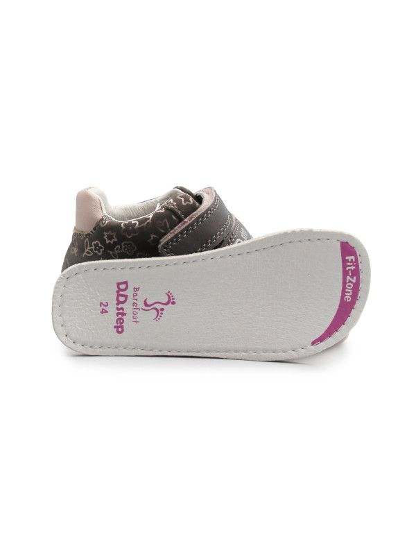 Buty Na Jesień Dla Dziewczynki w Kwiatuszki Barefoot DD STEP S070-52724B Dark Grey