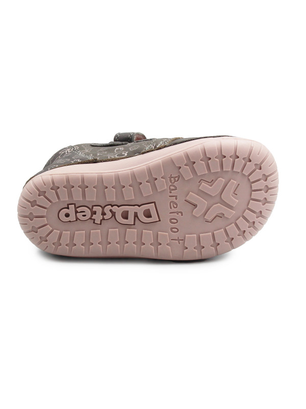 Buty Na Jesień Dla Dziewczynki w Kwiatuszki Barefoot DD STEP S070-52724B Dark Grey
