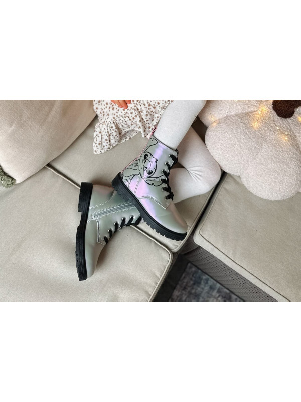 Holograficzne Buty Dla Dziewczynek Na Jesień z Ocieplanym Kocykiem Kozaki Stitch Bartek 88009-19