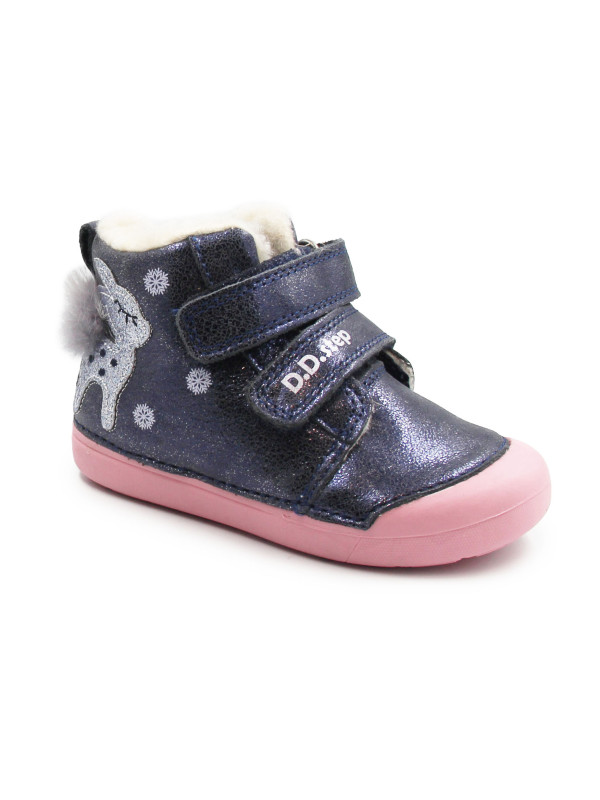 Buty Ocieplane Dla Dziewczynki na Zimę z Sarenką DD STEP W066-52733A Royal Blue