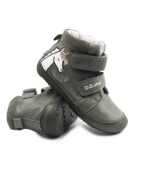 Buty Dziewczęce Na Wiosnę z Jednorożcem Świecące w Ciemności BAREFOOT DD STEP A063-52815M Dark Grey