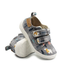 Kapcie Dziecięce Do Szkoły i Przedszkola Trampki BAREFOOT DD STEP C086-52562BV Grey