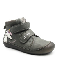 Buty Dziewczęce Na Jesień z Jednorożcem Świecące w Ciemności BAREFOOT DD STEP A063-52815M Dark Grey