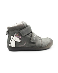 Buty Dziewczęce Na Wiosnę z Jednorożcem Świecące w Ciemności BAREFOOT DD STEP A063-52815M Dark Grey