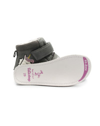 Buty Dziewczęce Na Jesień z Jednorożcem Świecące w Ciemności BAREFOOT DD STEP A063-52815M Dark Grey