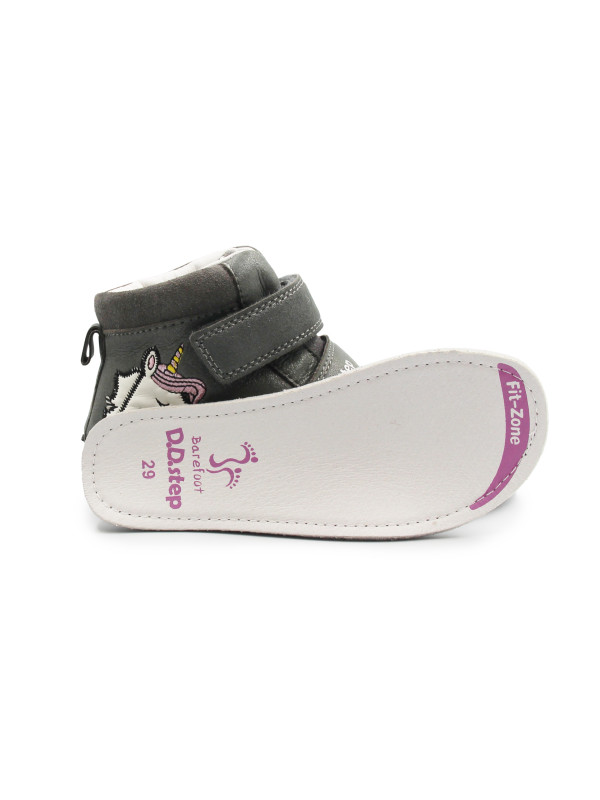 Buty Dziewczęce Na Jesień z Jednorożcem Świecące w Ciemności BAREFOOT DD STEP A063-52815M Dark Grey