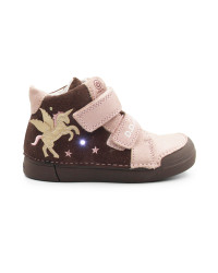 Dziecięce Buty Na Wiosnę Dla Dziewczynek LED z Jednorożcem DD STEP A068-52459AM Chocolate