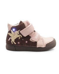 Dziecięce Buty Na Wiosnę Dla Dziewczynek LED z Jednorożcem DD STEP A068-52459AM Chocolate