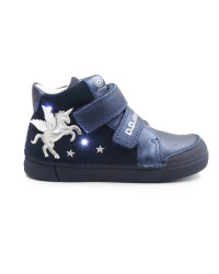 Jesienne Buty Dziewczęce Świecące LED z Jednorożcem DD STEP A068-52459M Royal Blue