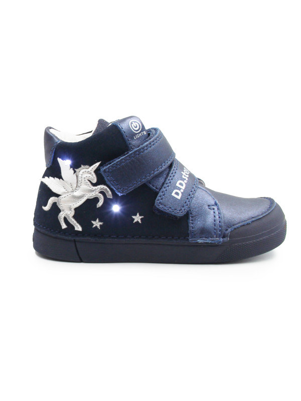 Jesienne Buty Dziewczęce Świecące LED z Jednorożcem DD STEP A068-52459M Royal Blue