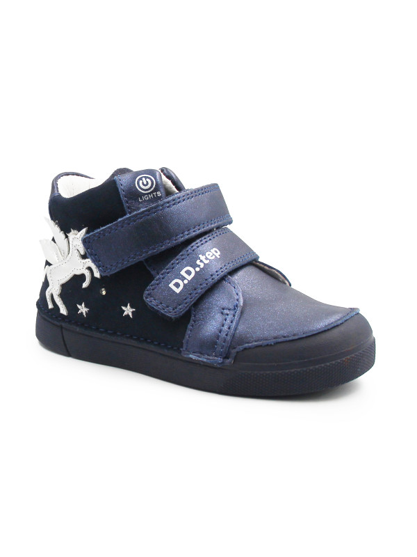 Jesienne Buty Dziewczęce Świecące LED z Jednorożcem DD STEP A068-52459M Royal Blue