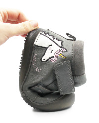 Buty Dziewczęce Na Jesień z Jednorożcem Świecące w Ciemności BAREFOOT DD STEP A063-52815M Dark Grey