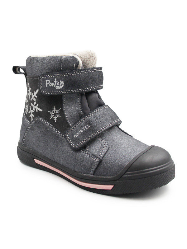 Zimowe Buty Ocieplane Dla Dziewczynek Śnieżynka Ponte DA06-5-2829ALV Dark Grey