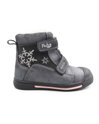 Zimowe Buty Ocieplane Dla Dziewczynek Śnieżynka Ponte DA06-5-2829ALV Dark Grey