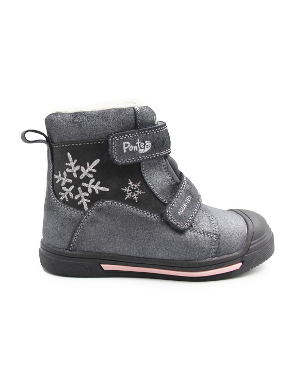 Zimowe Buty Ocieplane Dla Dziewczynek Śnieżynka Ponte DA06-5-2829ALV Dark Grey