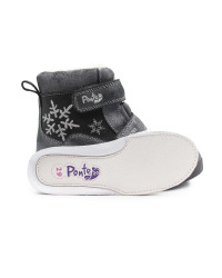Zimowe Buty Ocieplane Dla Dziewczynek Śnieżynka Ponte DA06-5-2829ALV Dark Grey