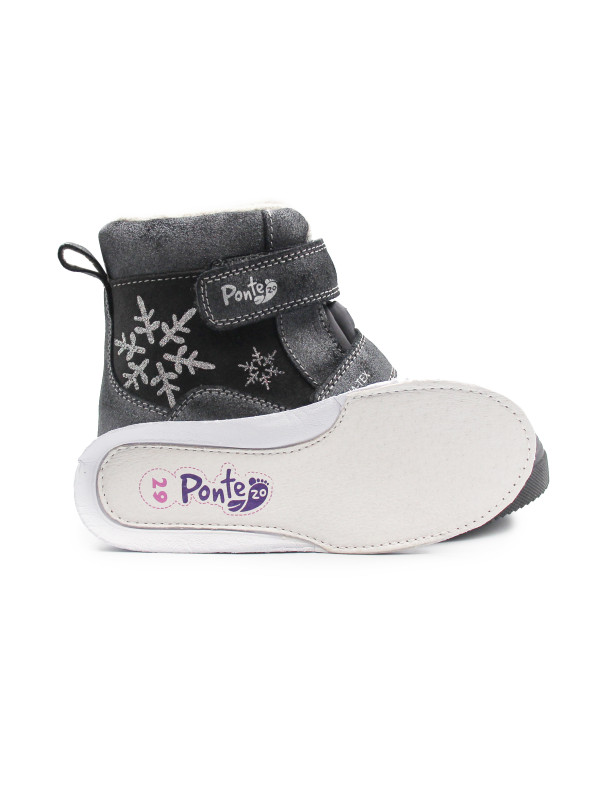 Zimowe Buty Ocieplane Dla Dziewczynek Śnieżynka Ponte DA06-5-2829ALV Dark Grey