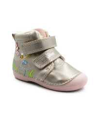 Buty Na Zimę Dla Dziewczynek w Kwiatuszki Motylki DD STEP W015-52997V Bronze