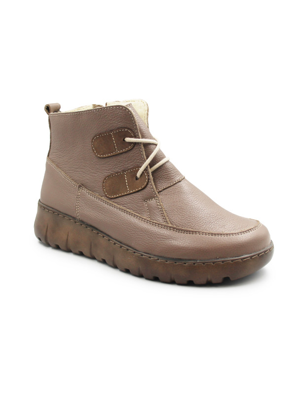 Ocieplane Buty Damskie Na Zimę i Jesień Brązowe Botki Helios 795 Khaki