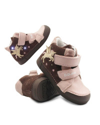 Dziecięce Buty Na Jesień Dla Dziewczynek LED z Jednorożcem DD STEP A068-52459AM Chocolate