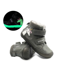Buty Dziewczęce Na Jesień z Jednorożcem Świecące w Ciemności BAREFOOT DD STEP A063-52815M Dark Grey
