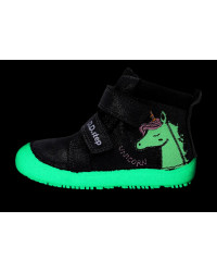 Buty Dziewczęce Na Wiosnę z Jednorożcem Świecące w Ciemności BAREFOOT DD STEP A063-52815M Dark Grey