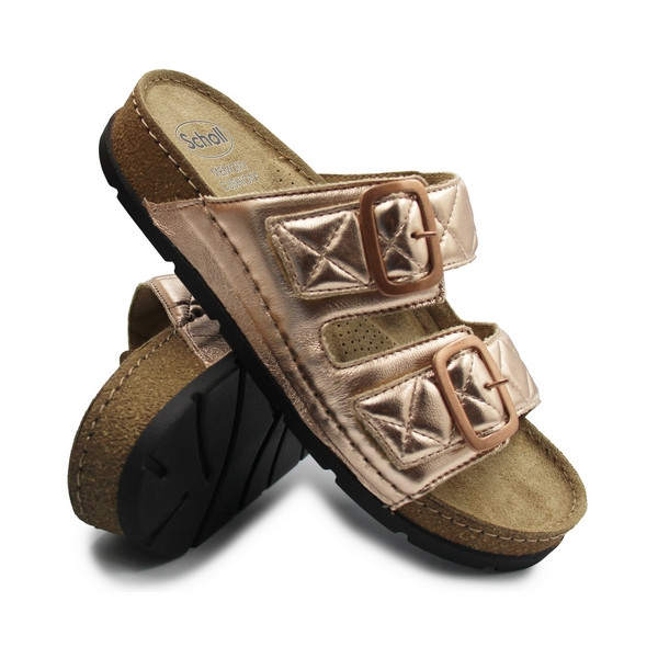Metaliczne klapki dla kobiet na lato do pracy Scholl bora 2 straps med MF312661853