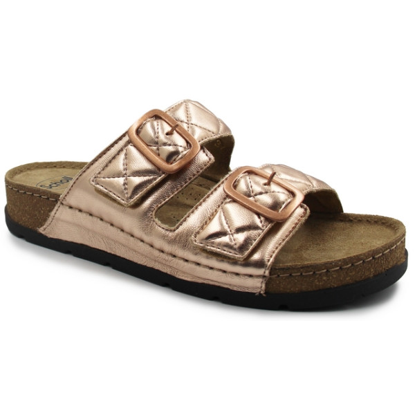 Metaliczne klapki dla kobiet na lato do pracy Scholl bora 2 straps med MF312661853