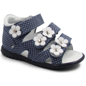 Eleganckie Sandały Ze Skóry Naturalnej W Kropki Dla Dziewczynek Emel e 2090-16D